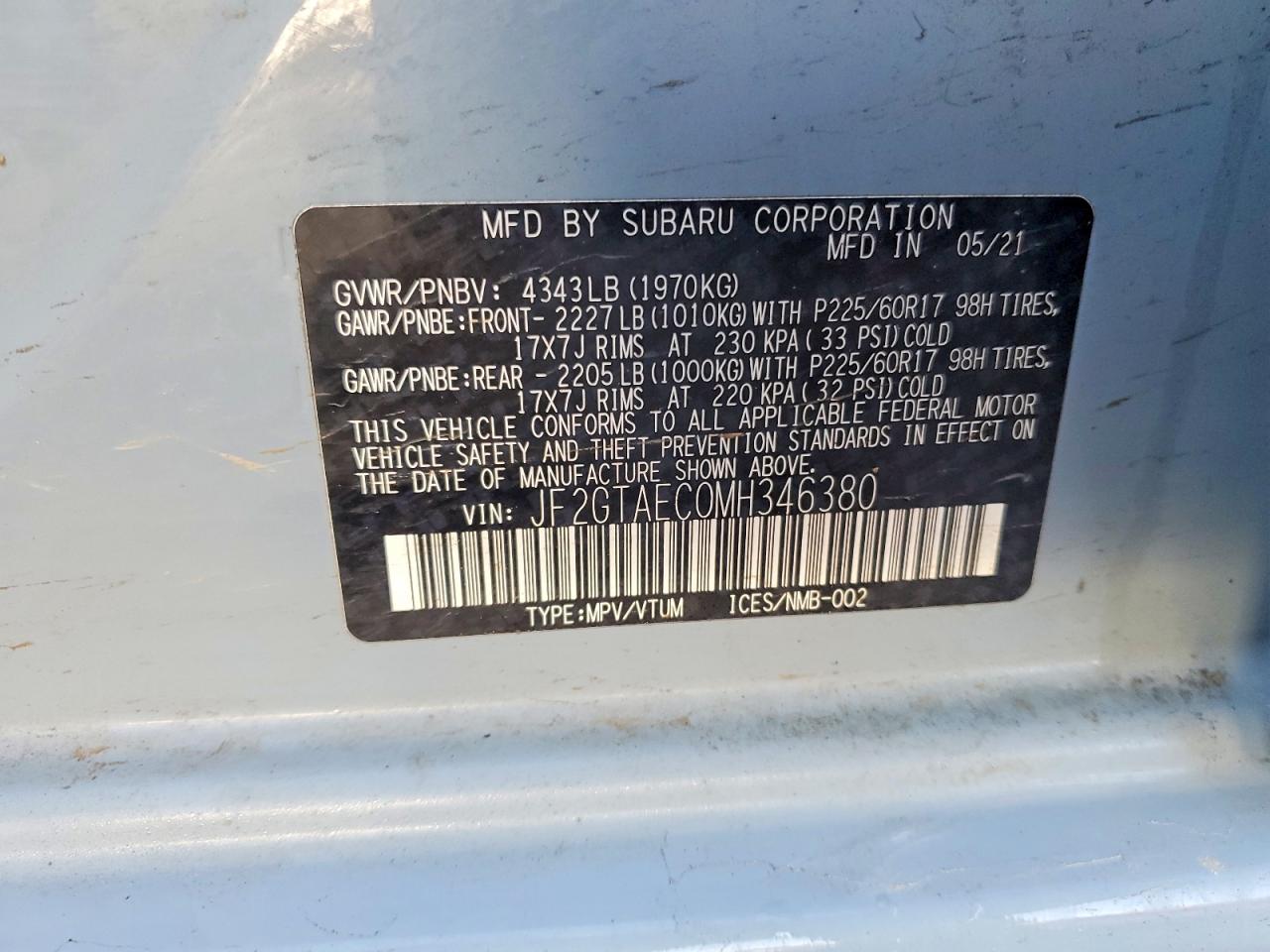 2021 SUBARU CROSSTREK PREMIUM photo 13