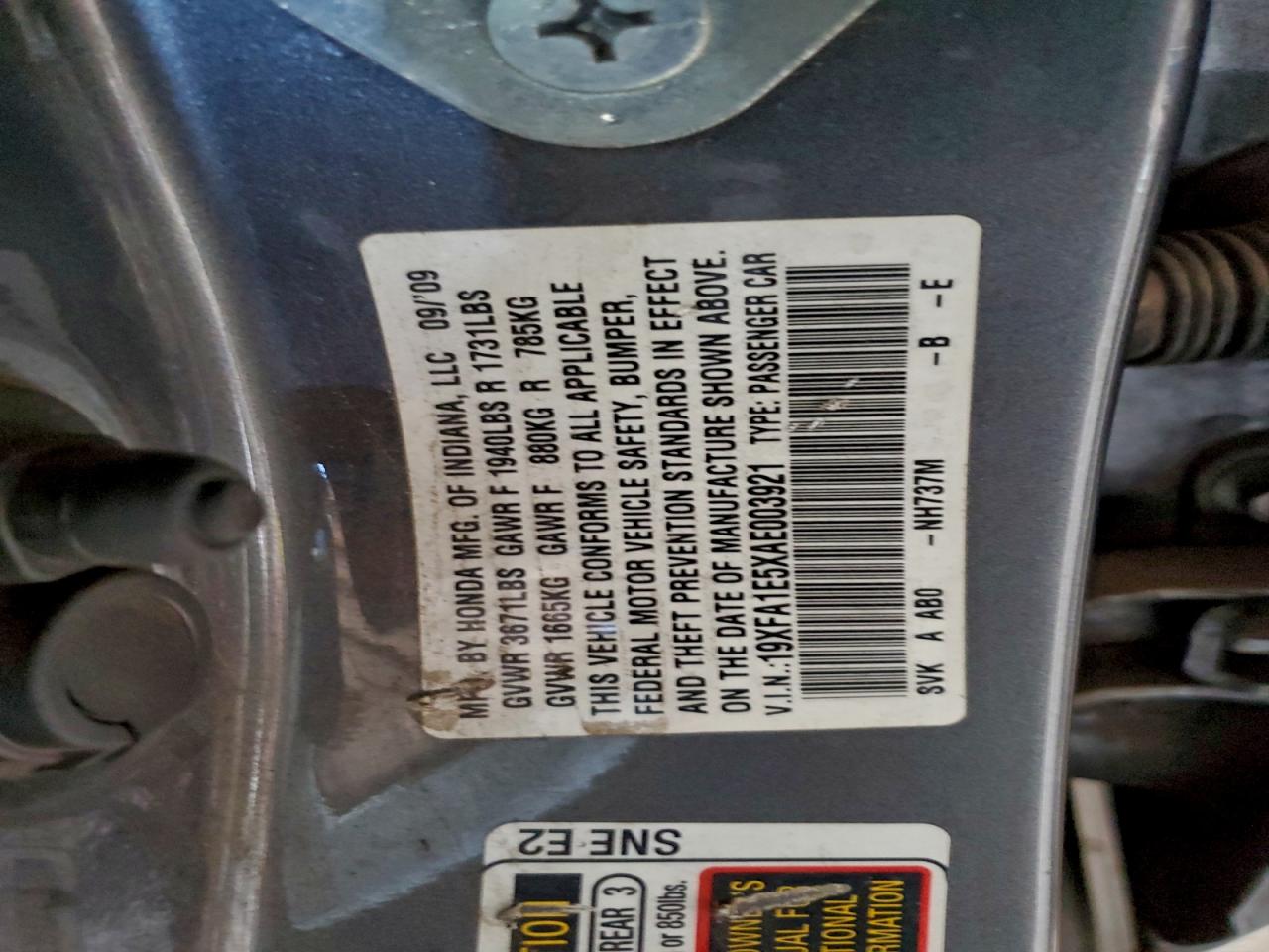 2010 HONDA CIVIC LX photo 12