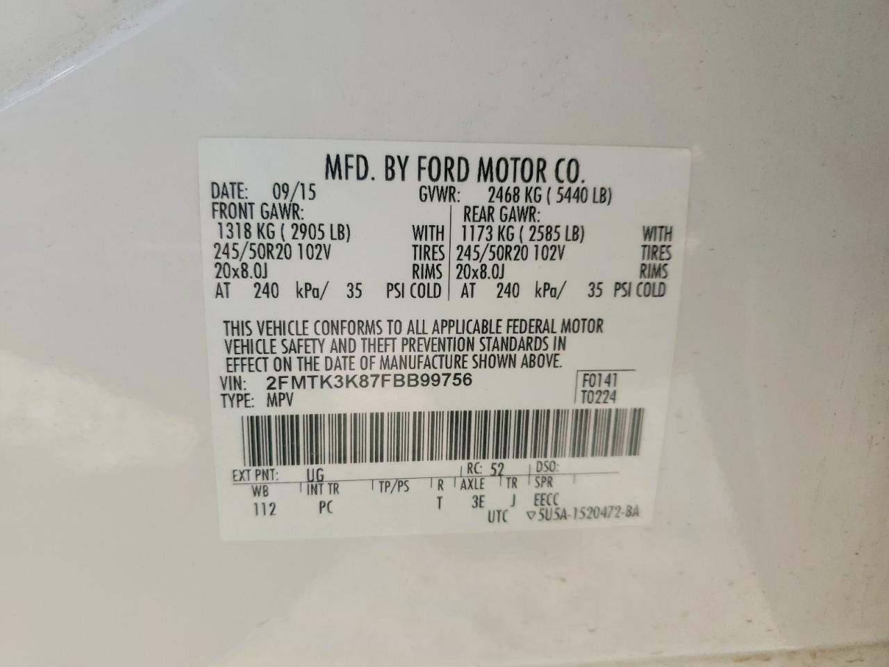 2015 FORD EDGE TITANIUM photo 13