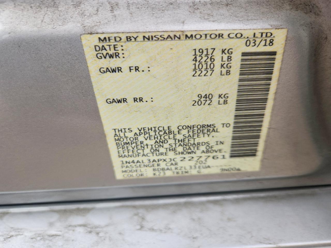 2018 NISSAN ALTIMA 2.5 photo 25