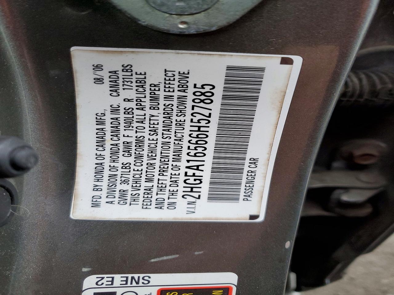 2006 HONDA CIVIC LX photo 12