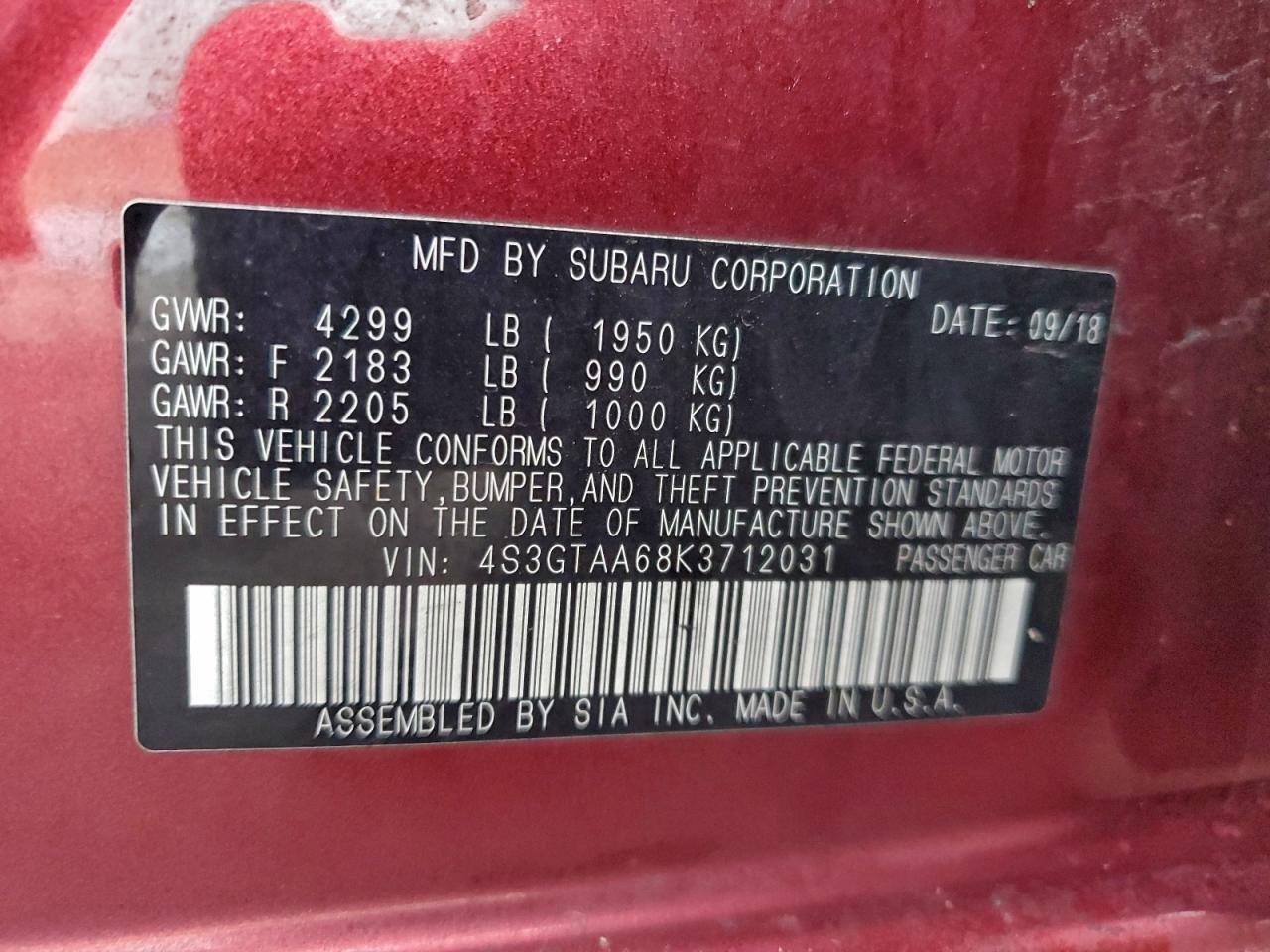 2019 SUBARU IMPREZA photo 12