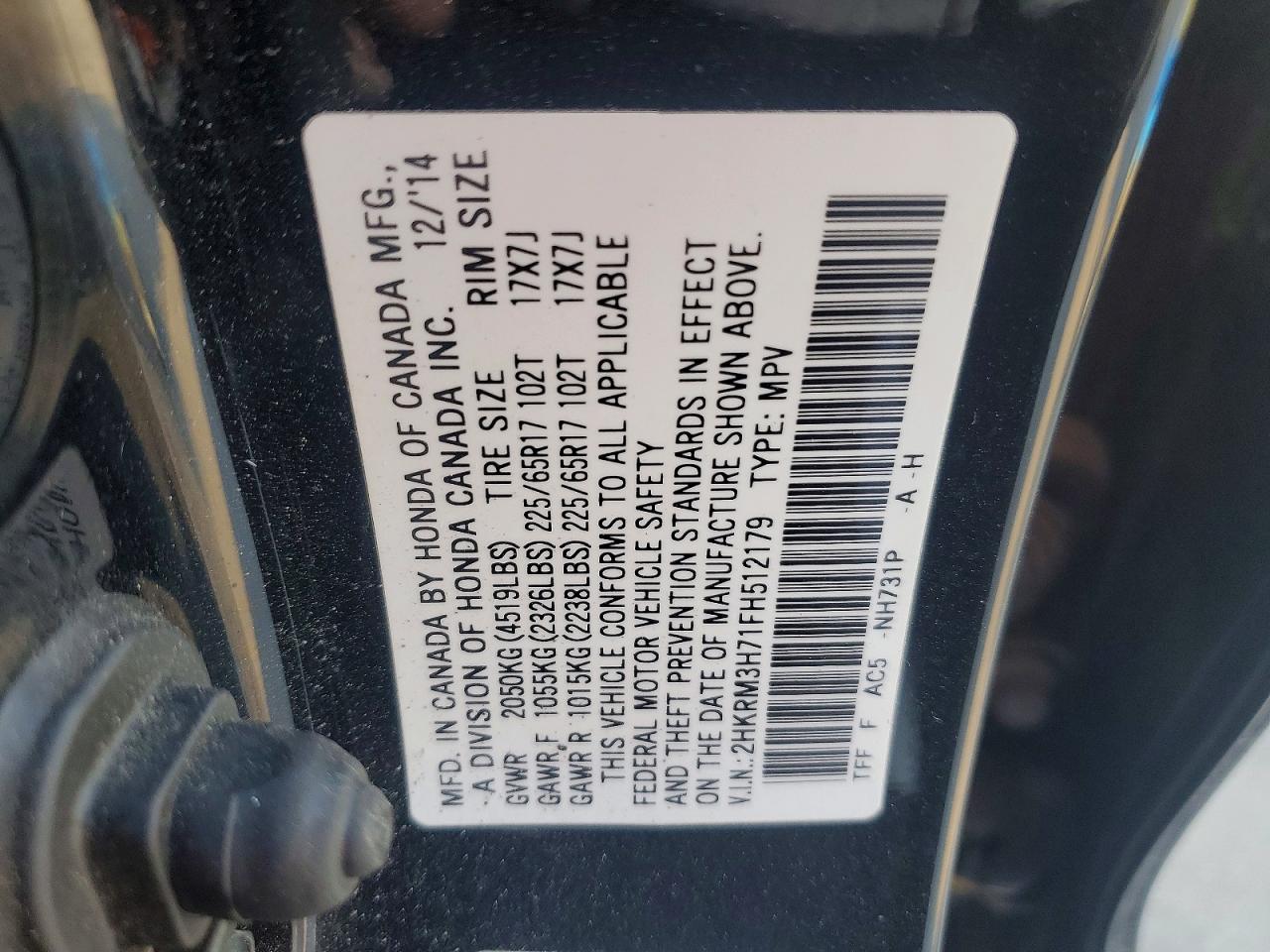 2015 HONDA CR-V EXL photo 13