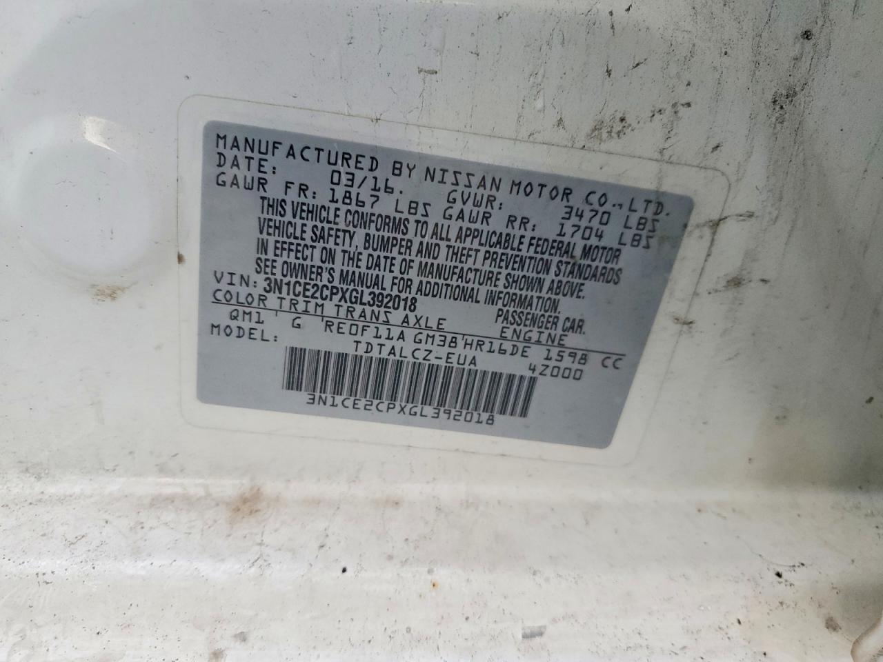 2016 NISSAN VERSA NOTE S photo 12