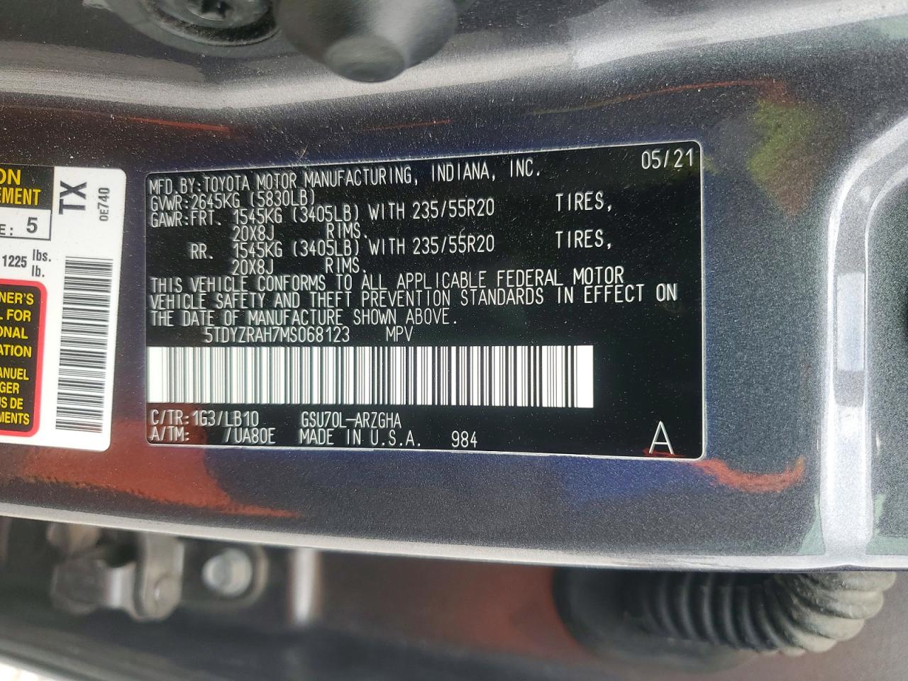 2021 TOYOTA HIGHLANDER LIMITED photo 13