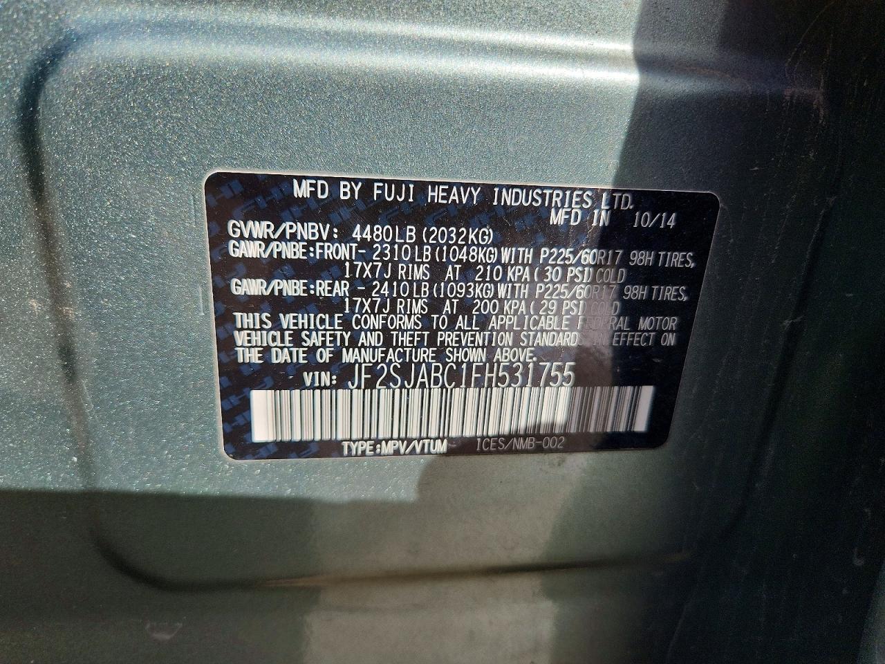2015 SUBARU FORESTER 2.5I photo 13