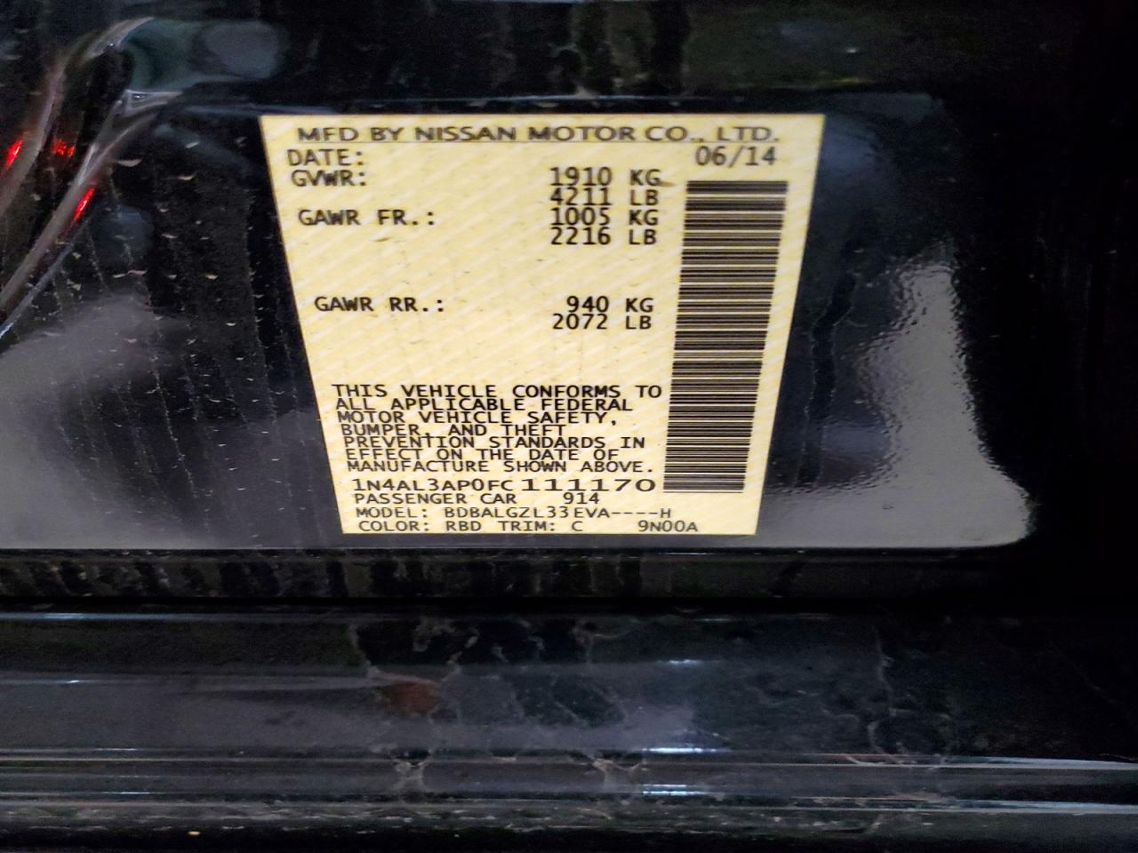 2015 NISSAN ALTIMA 2.5 photo 12
