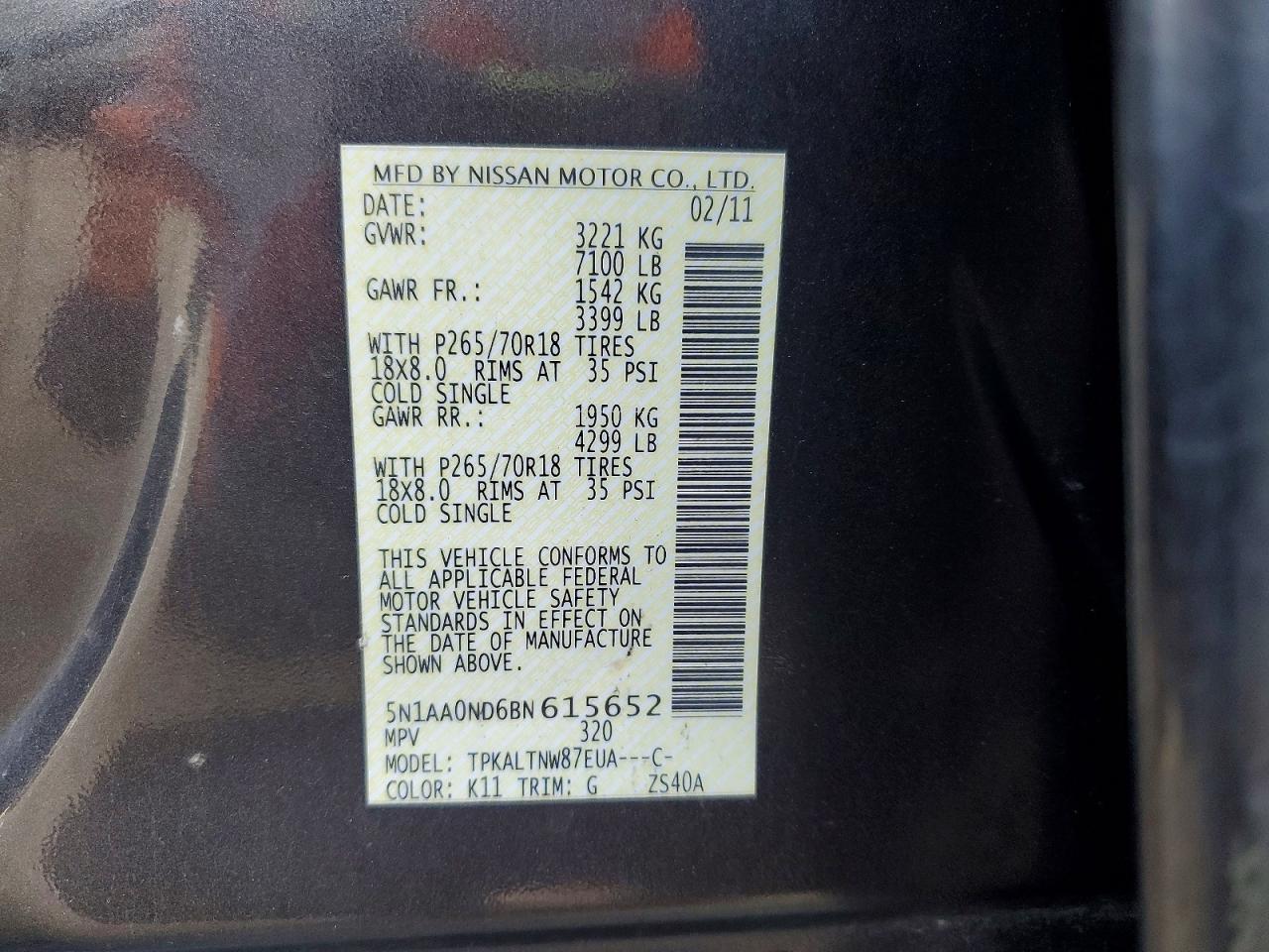 2011 NISSAN ARMADA SV photo 12