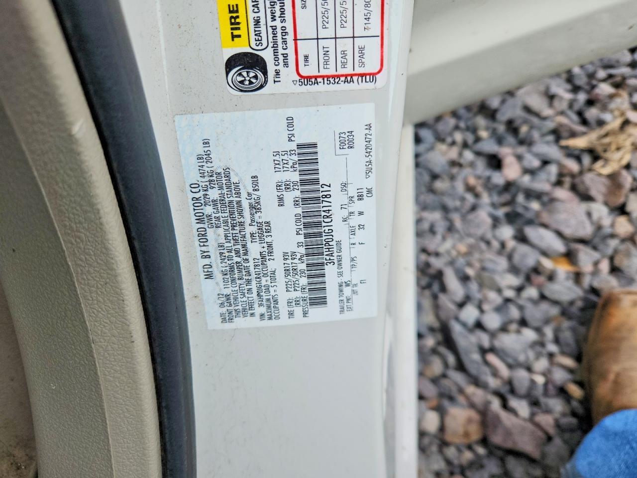 2012 FORD FUSION SEL photo 12