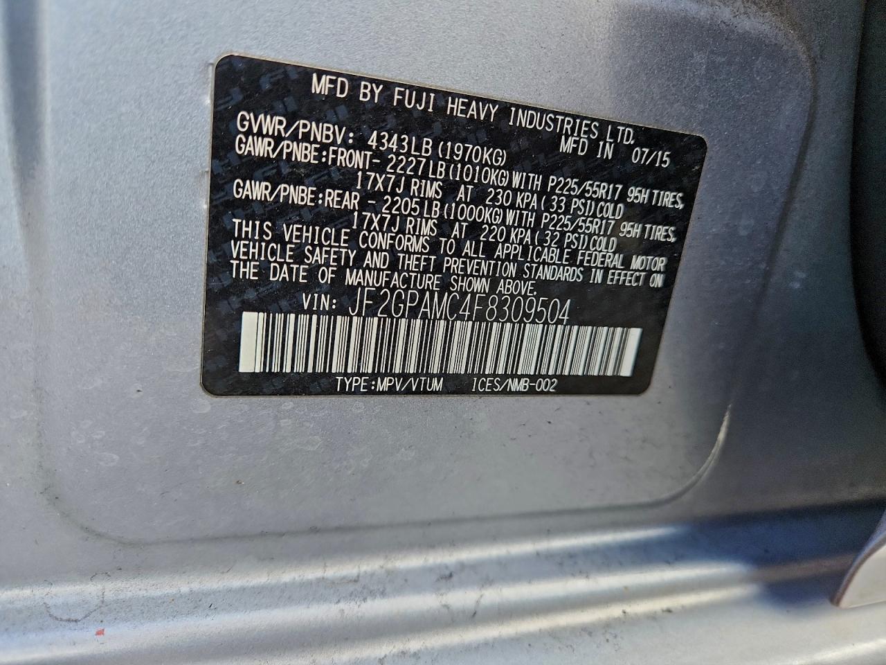 2015 SUBARU XV CROSSTREK 2.0 LIMITED photo 13