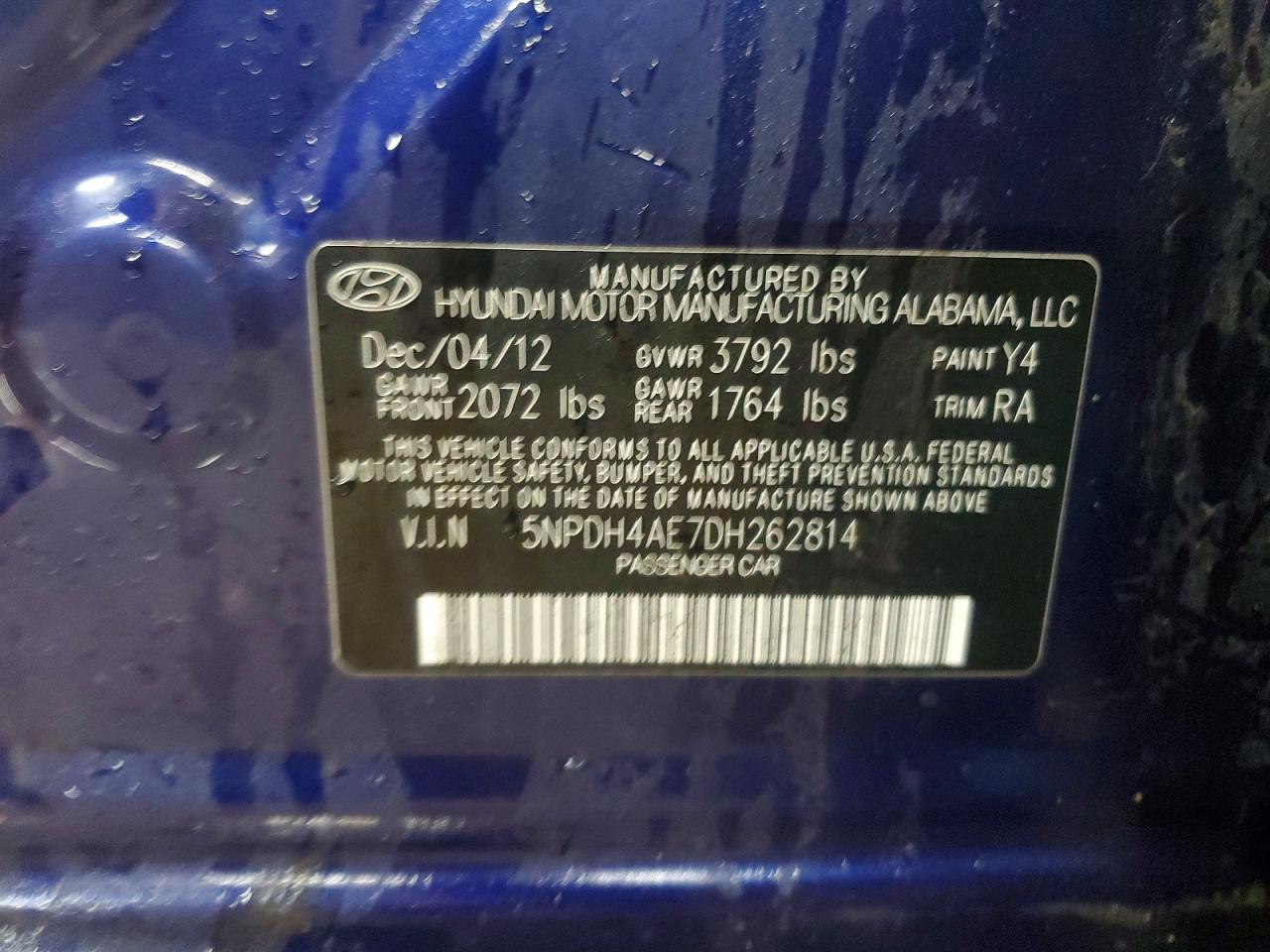 2013 HYUNDAI ELANTRA GLS photo 12