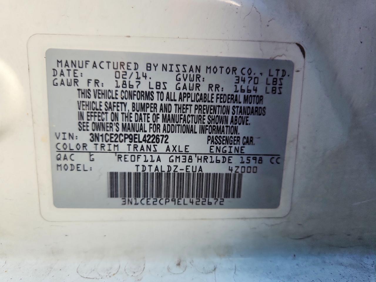 2014 NISSAN VERSA NOTE S photo 34