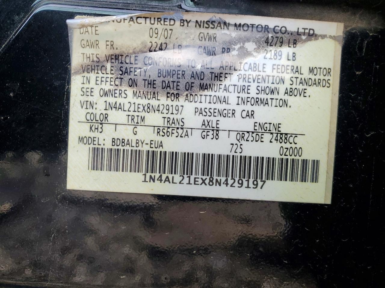 2008 NISSAN ALTIMA 2.5 photo 12