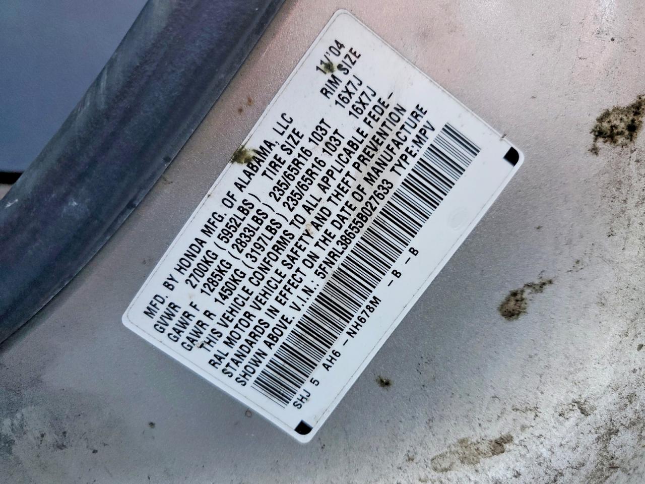 2005 HONDA ODYSSEY EXL photo 13