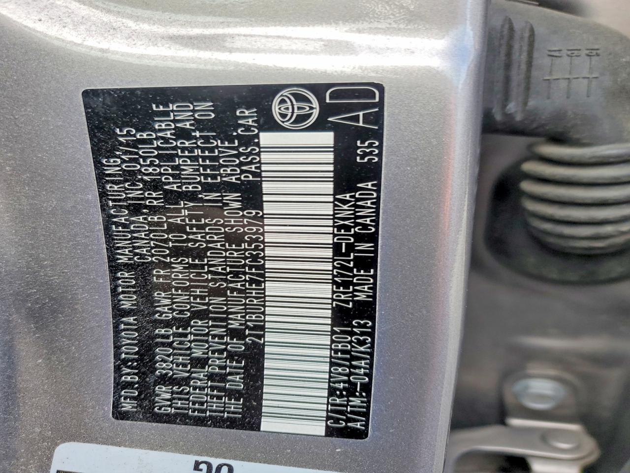 2015 TOYOTA COROLLA photo 12