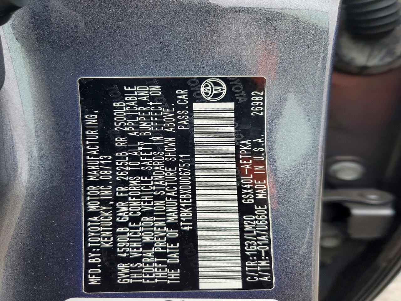 2013 TOYOTA AVALON BASE photo 12