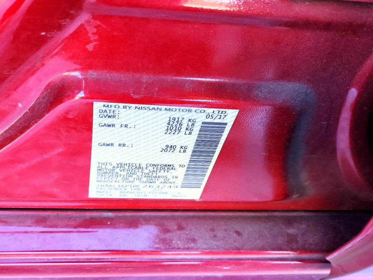 2017 NISSAN ALTIMA 2.5 photo 12