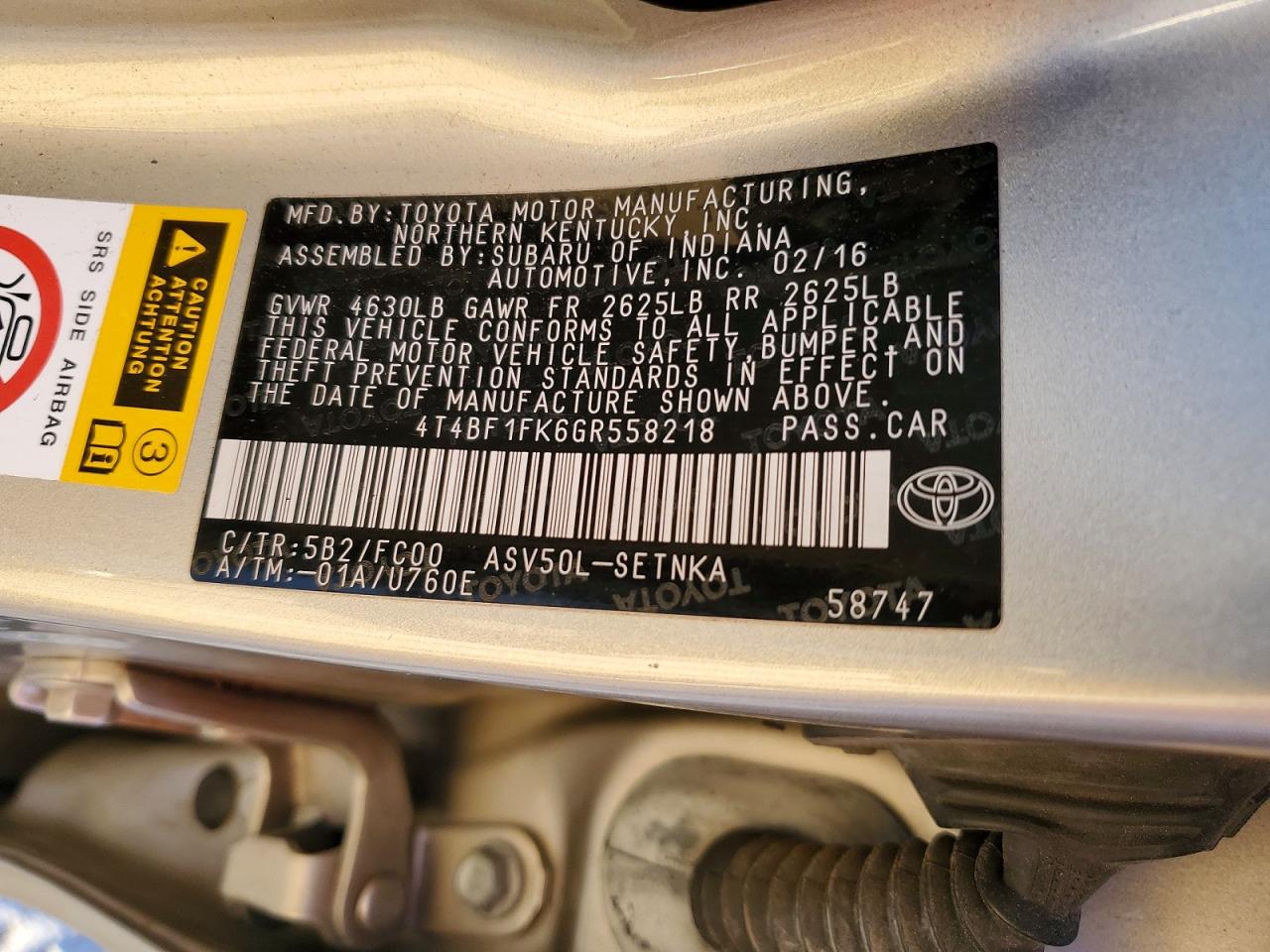 2016 TOYOTA CAMRY LE photo 13
