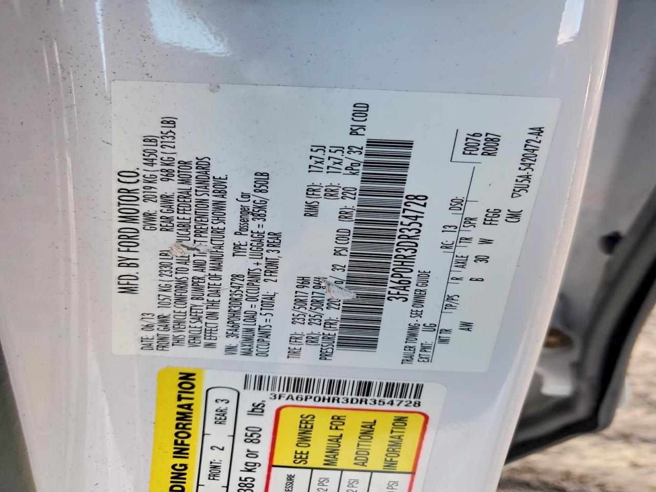 2013 FORD FUSION SE photo 13