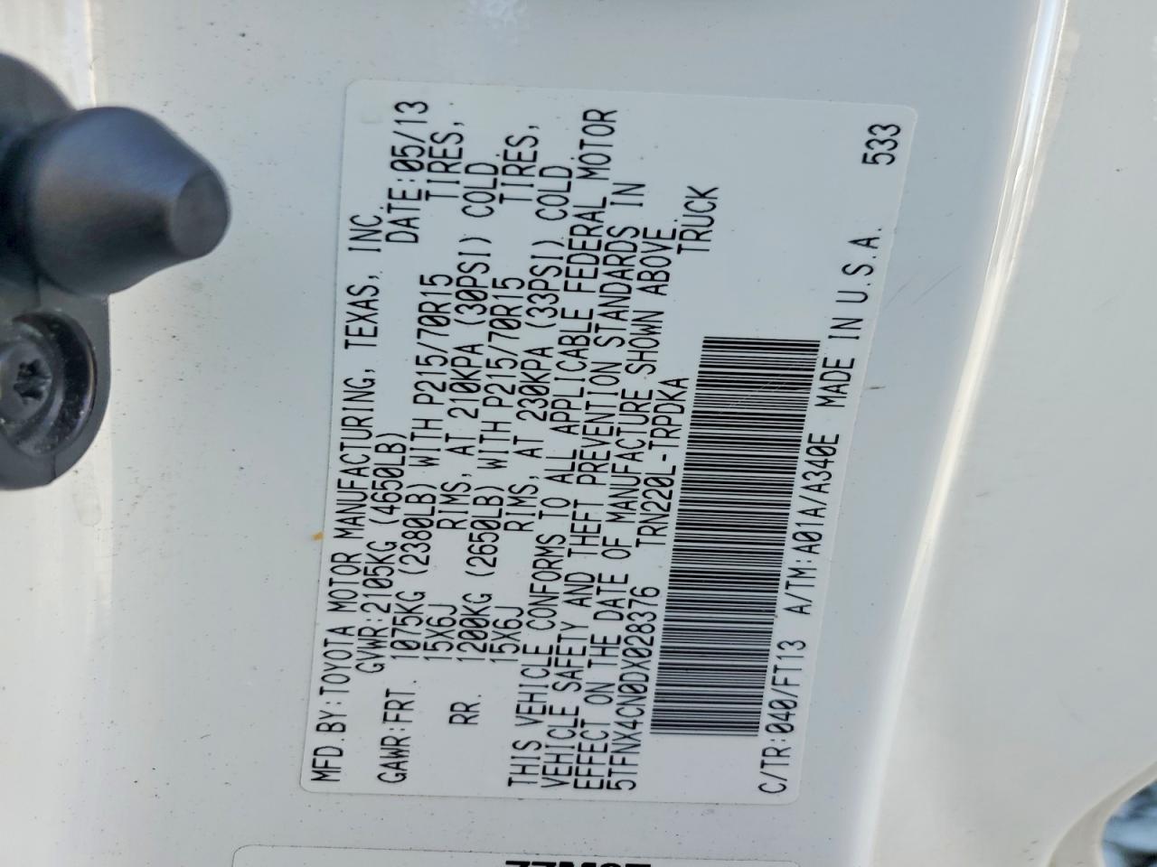 2013 TOYOTA TACOMA photo 12