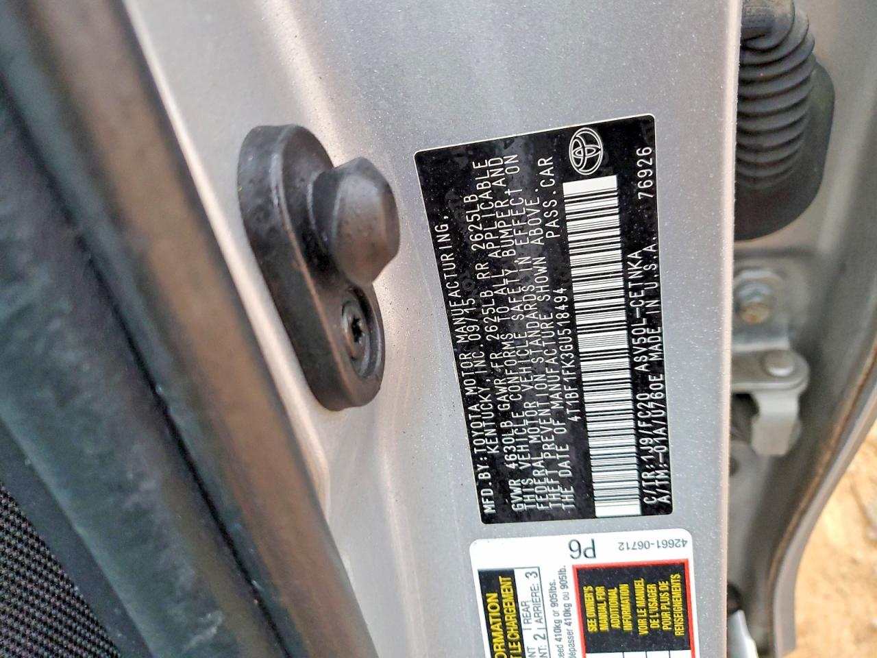2016 TOYOTA CAMRY LE photo 13