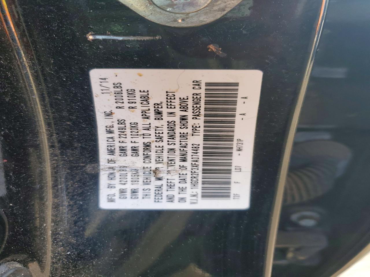 2015 HONDA ACCORD LX photo 12