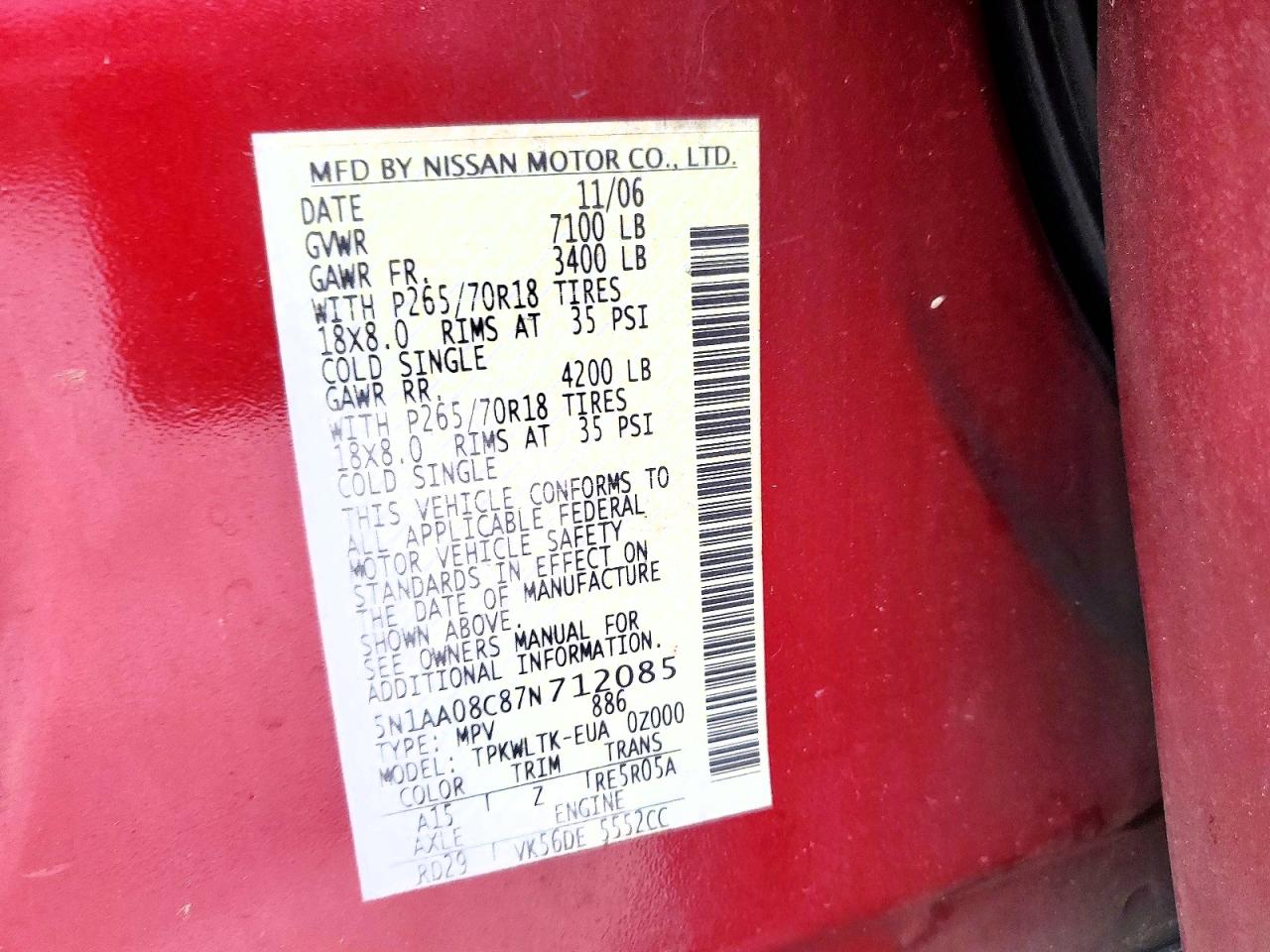 2007 NISSAN ARMADA SE photo 12