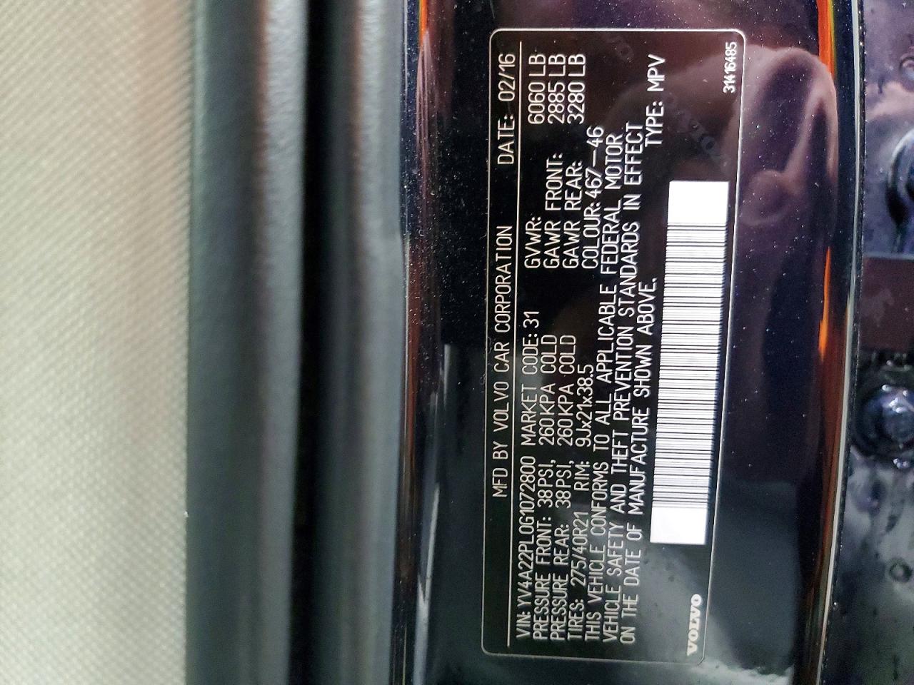 2016 VOLVO XC90 T6 photo 12