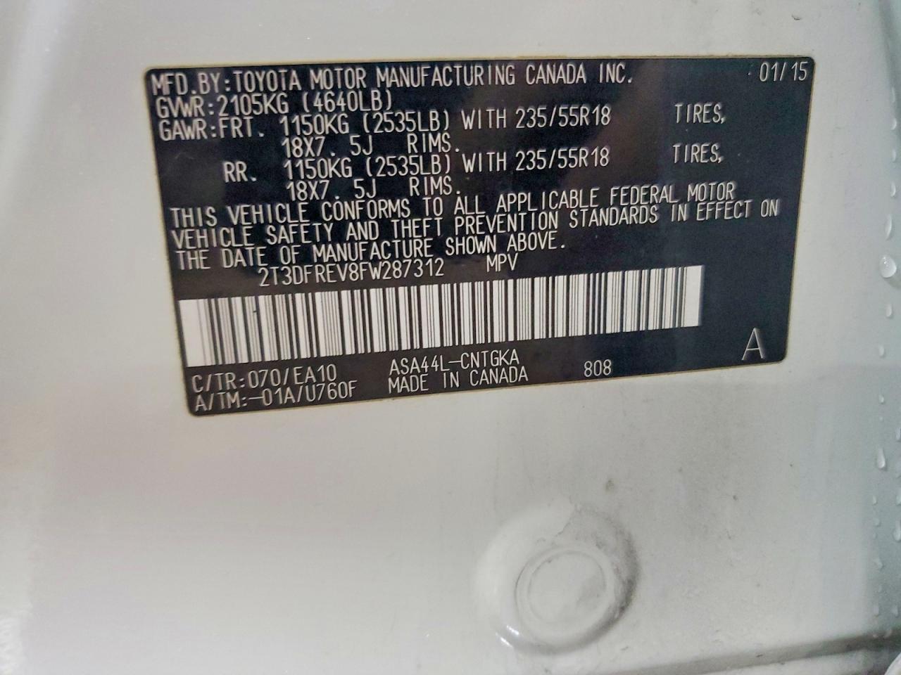 2015 TOYOTA RAV4 LIMITED photo 12