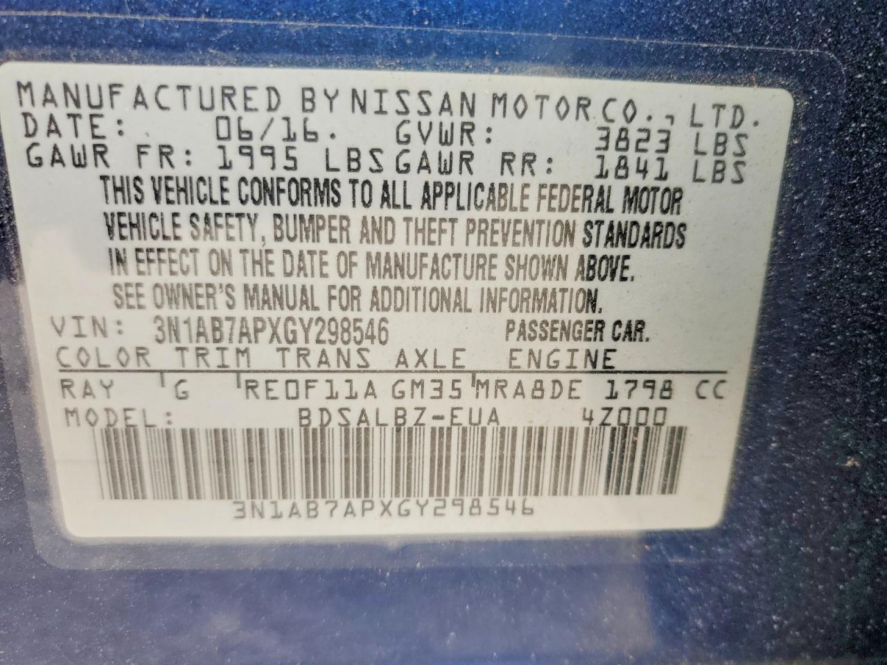 2016 NISSAN SENTRA S photo 12