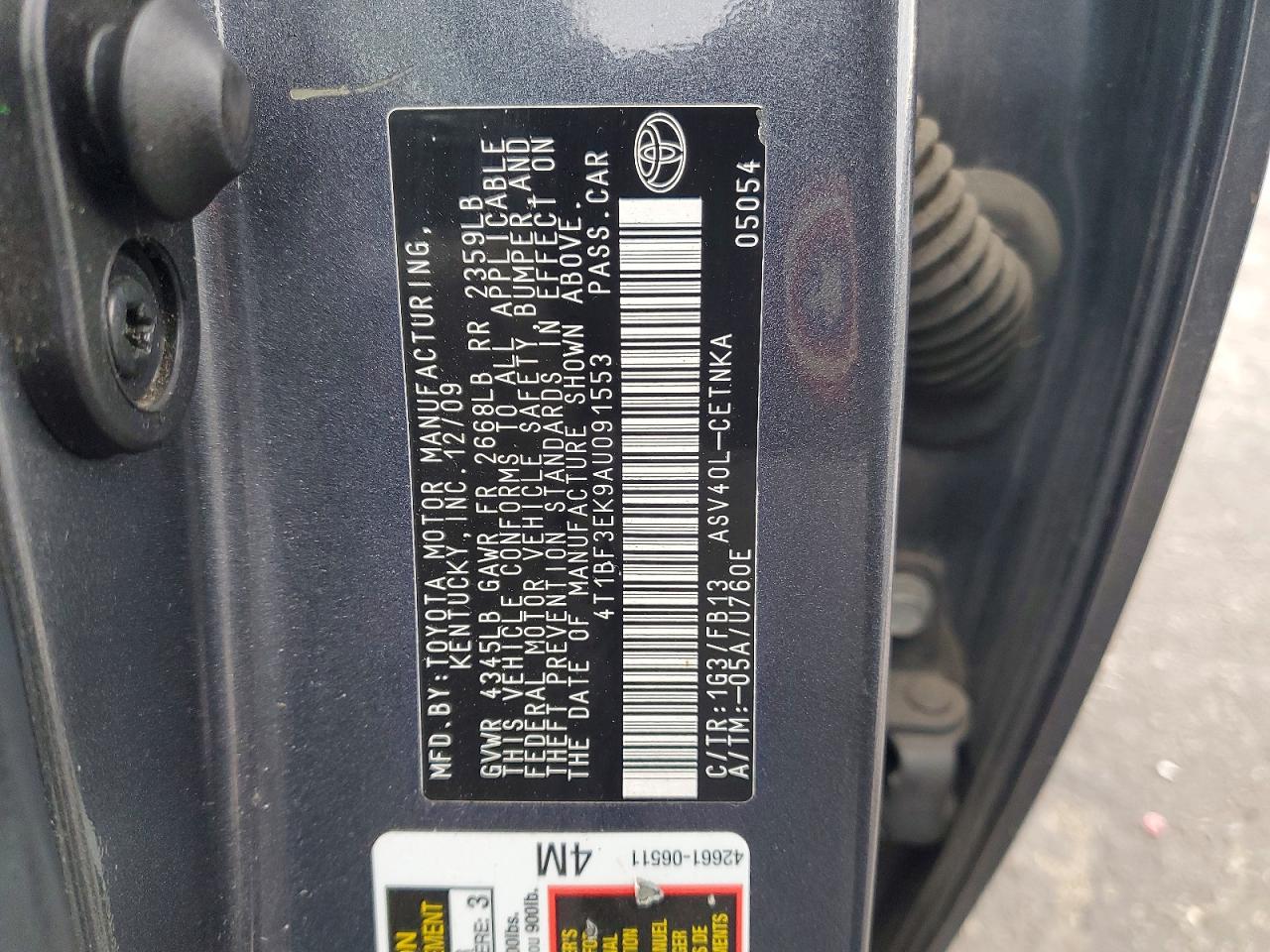 2010 TOYOTA CAMRY BASE photo 12