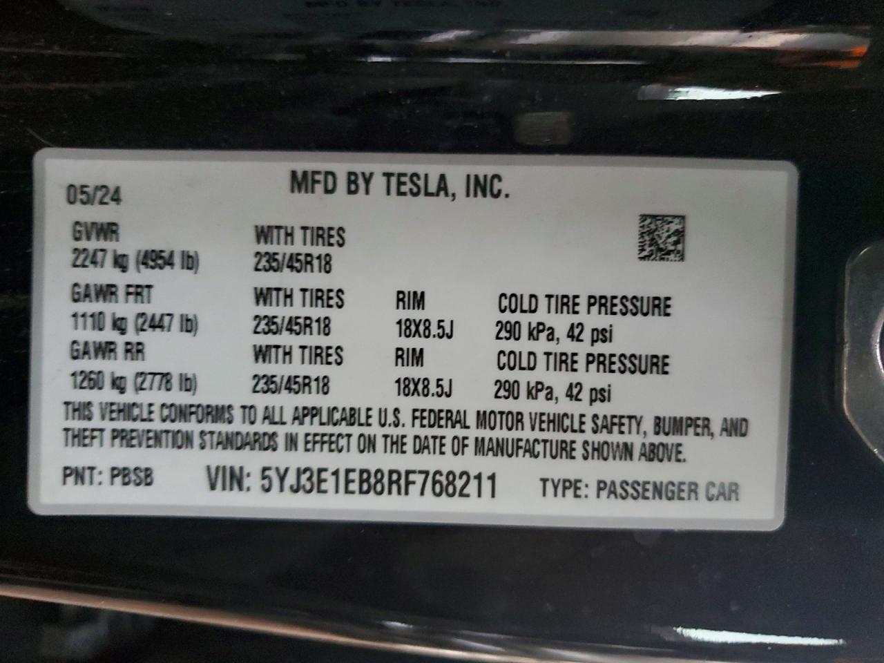 2024 TESLA MODEL 3 photo 13