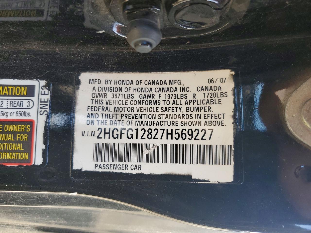 2007 HONDA CIVIC EX photo 13