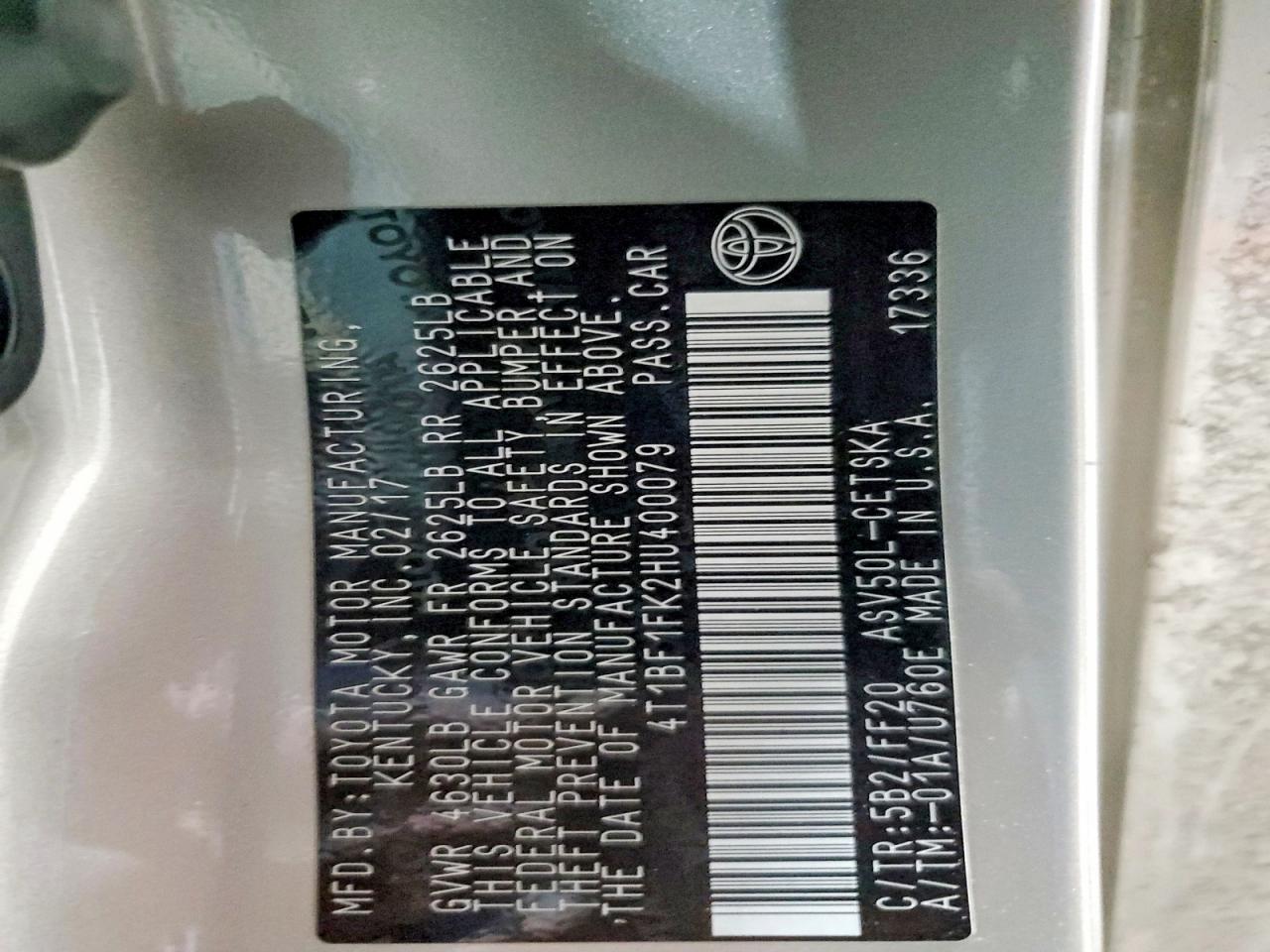 2017 TOYOTA CAMRY LE photo 13