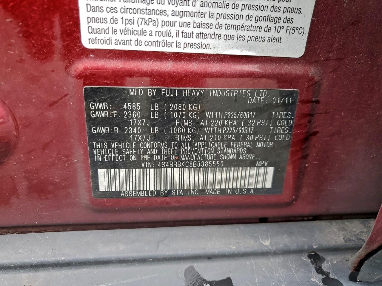 2011 SUBARU OUTBACK 2.5I LIMITED photo 13