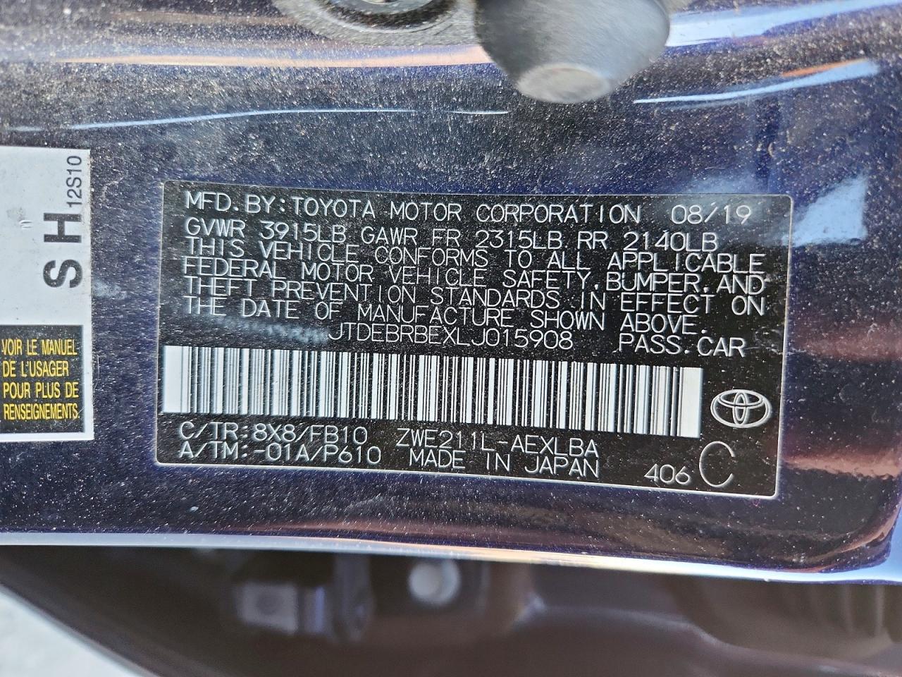 2020 TOYOTA COROLLA LE photo 13
