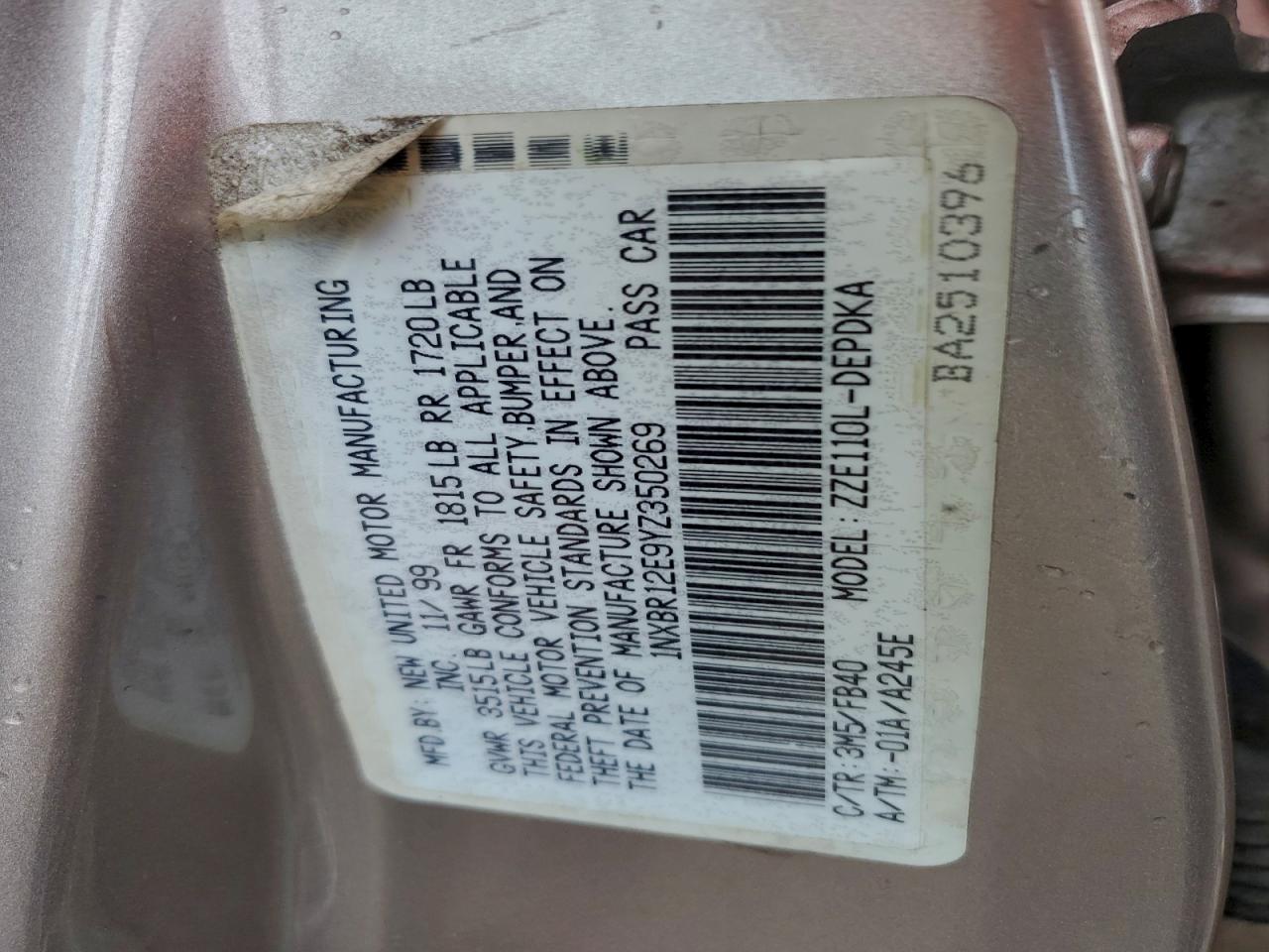 2000 TOYOTA COROLLA VE photo 12