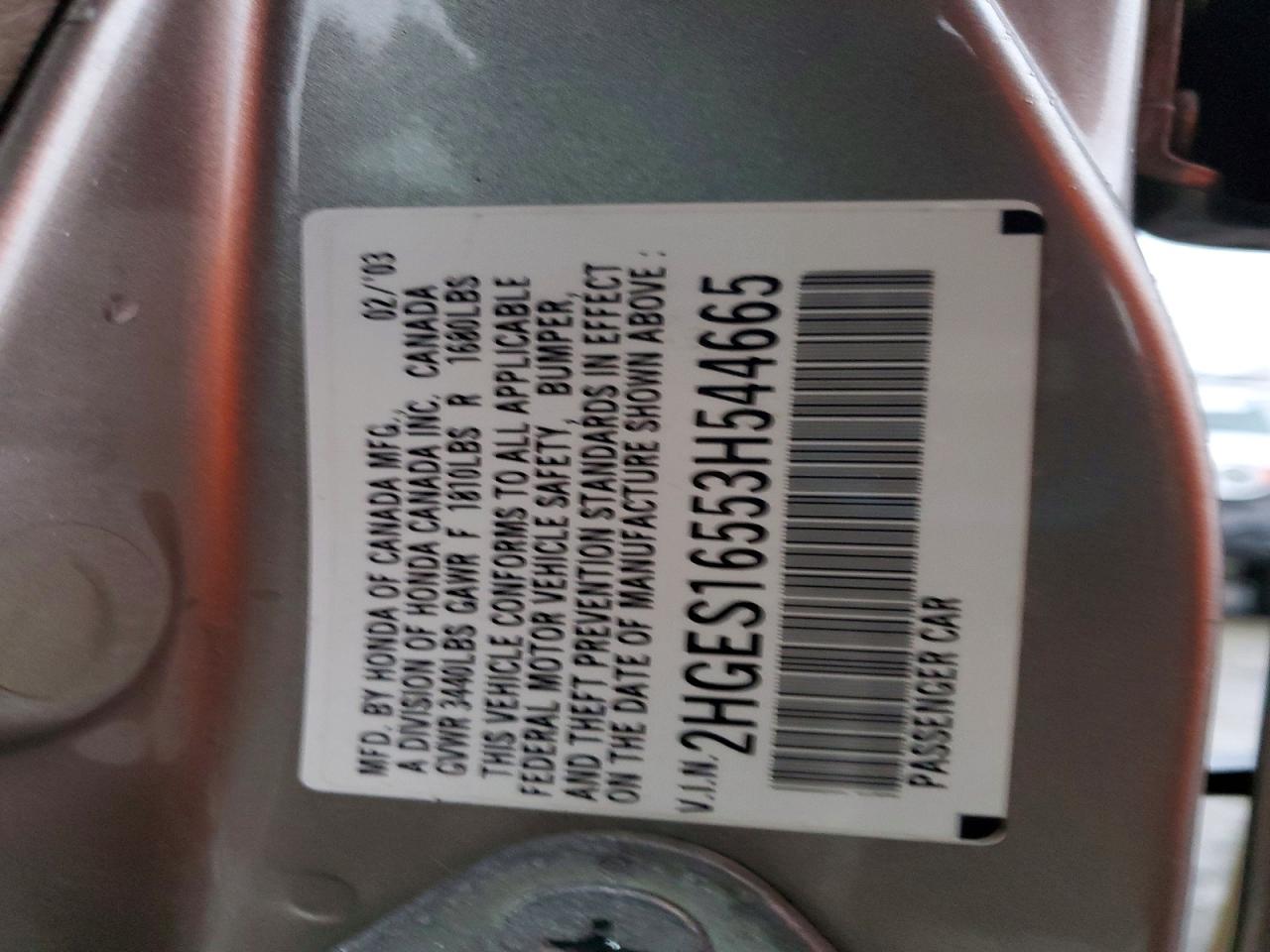2003 HONDA CIVIC LX photo 12