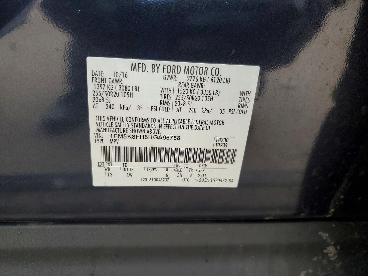 2017 FORD EXPLORER LIMITED photo 13