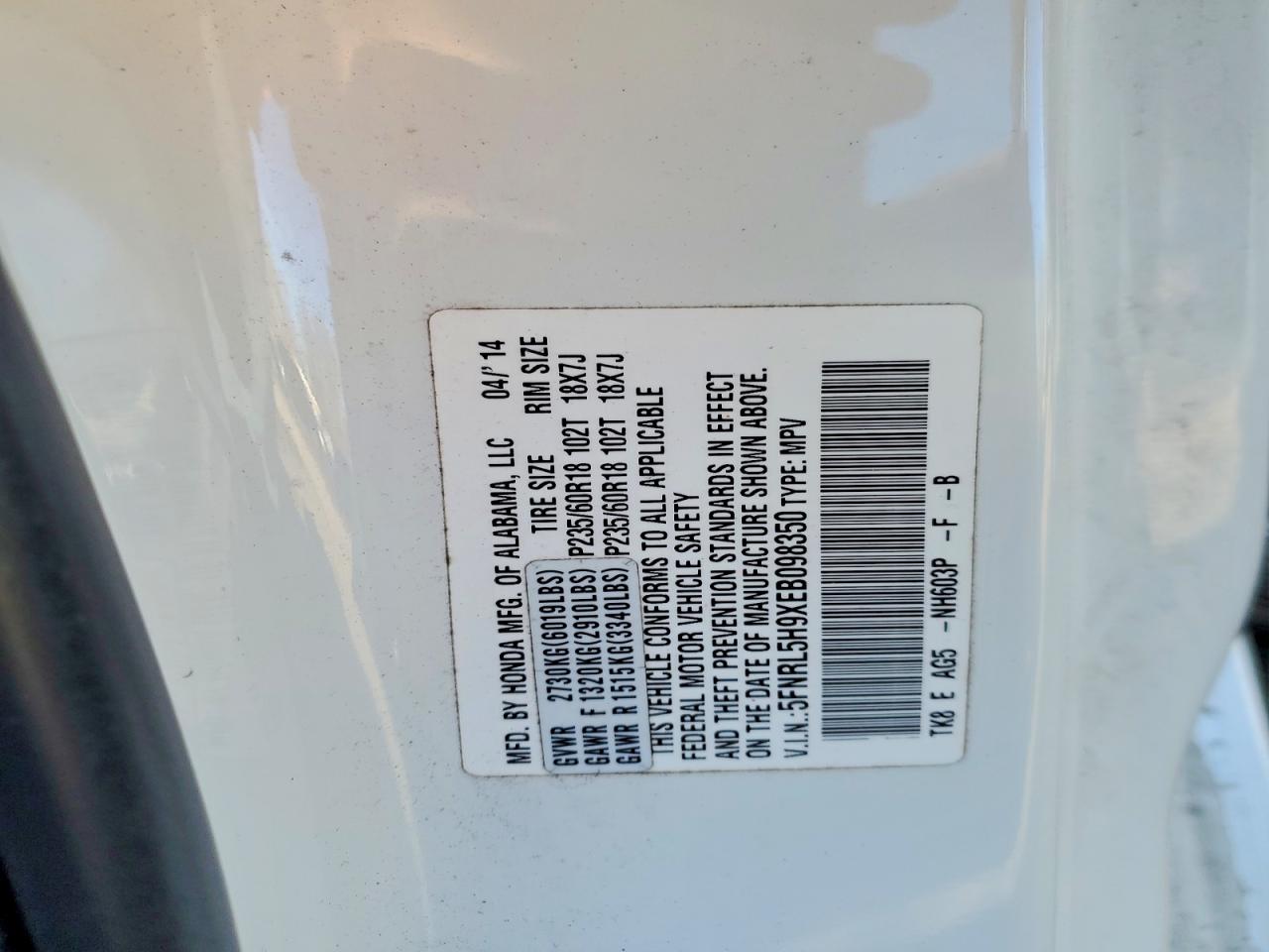 2014 HONDA ODYSSEY TOURING photo 13