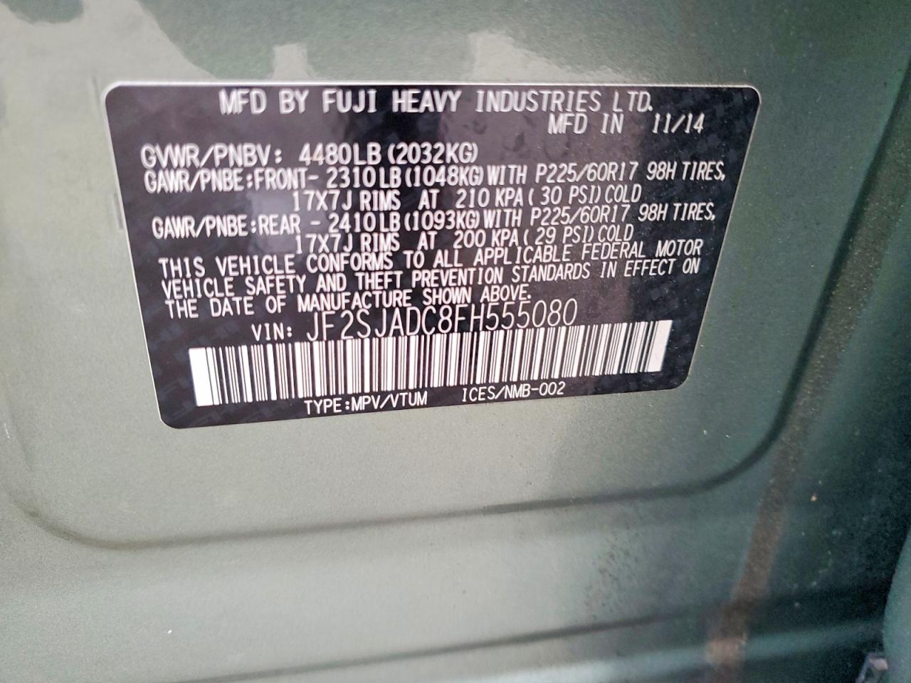 2015 SUBARU FORESTER 2.5I PREMIUM photo 13