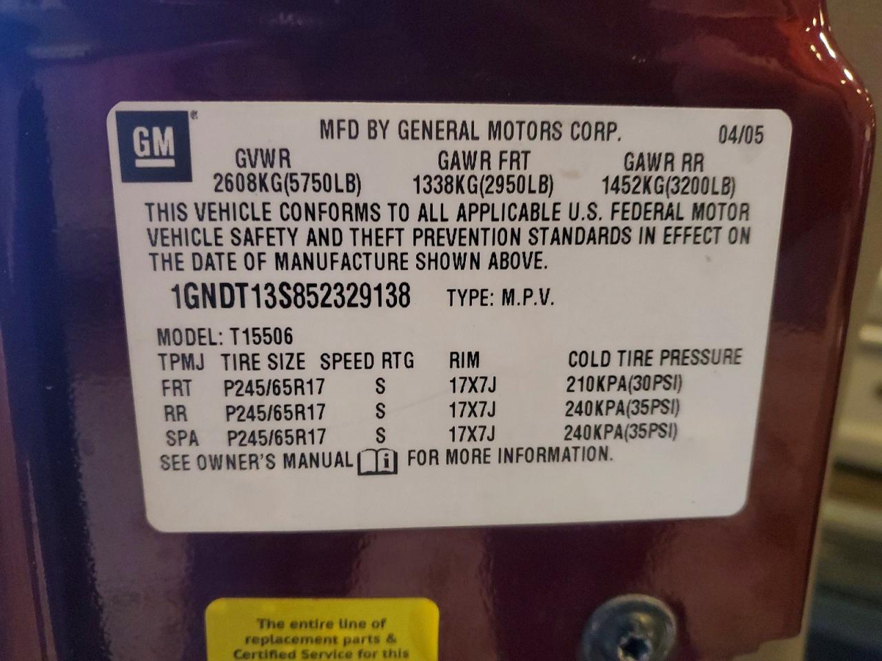 2005 CHEVROLET TRAILBLAZER LS photo 12