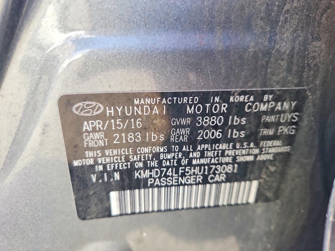 2017 HYUNDAI ELANTRA SE photo 12
