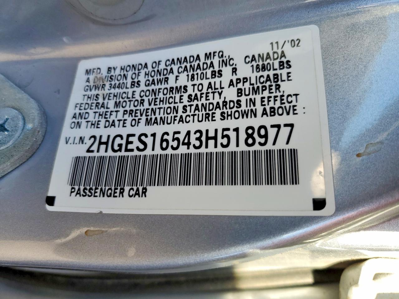 2003 HONDA CIVIC LX photo 12