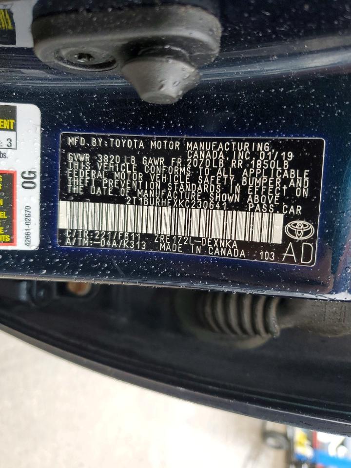 2019 TOYOTA COROLLA L photo 12