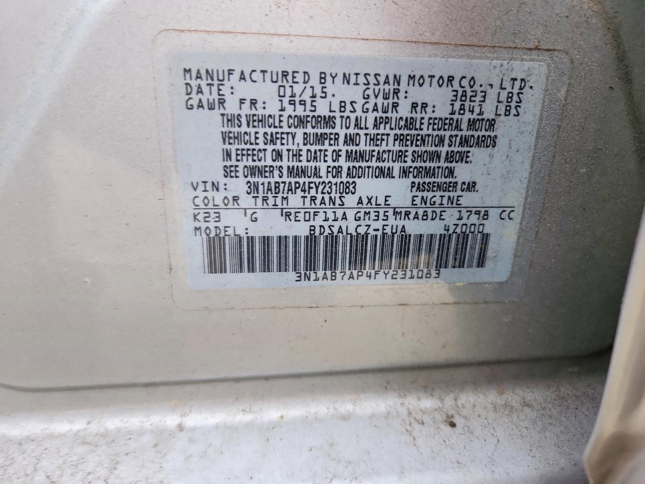 2015 NISSAN SENTRA S photo 12