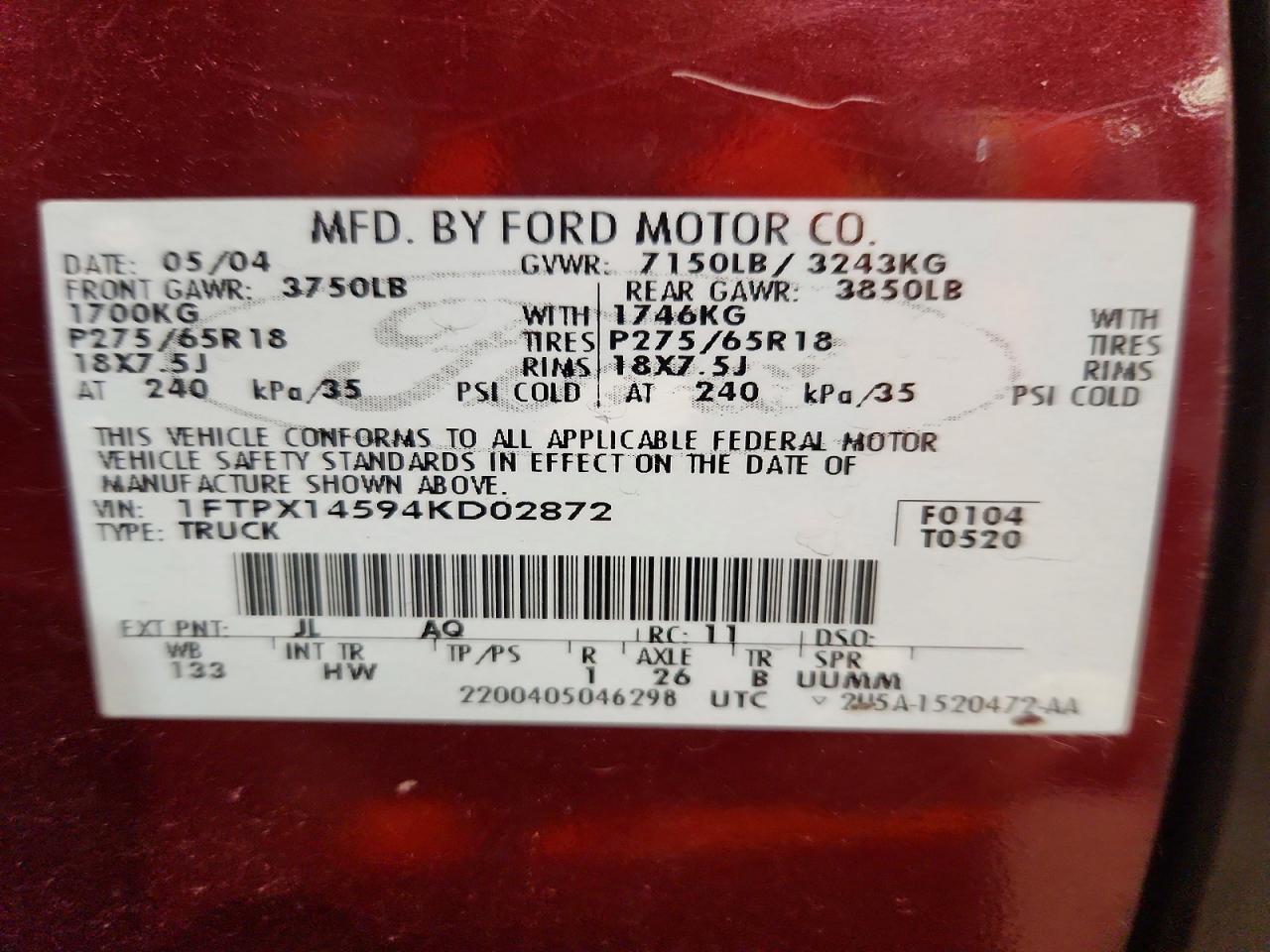 2004 FORD F150 photo 13