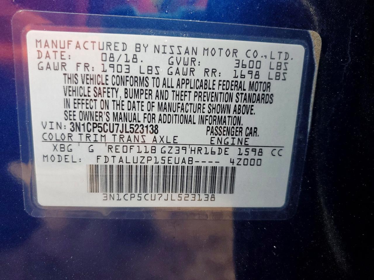 2018 NISSAN KICKS S photo 13