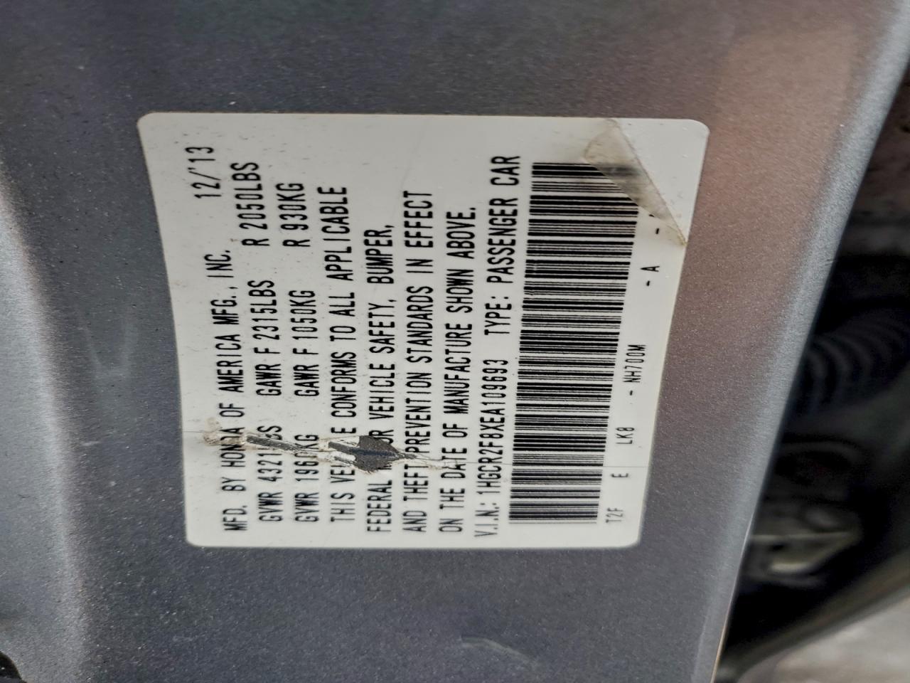 2014 HONDA ACCORD EXL photo 12
