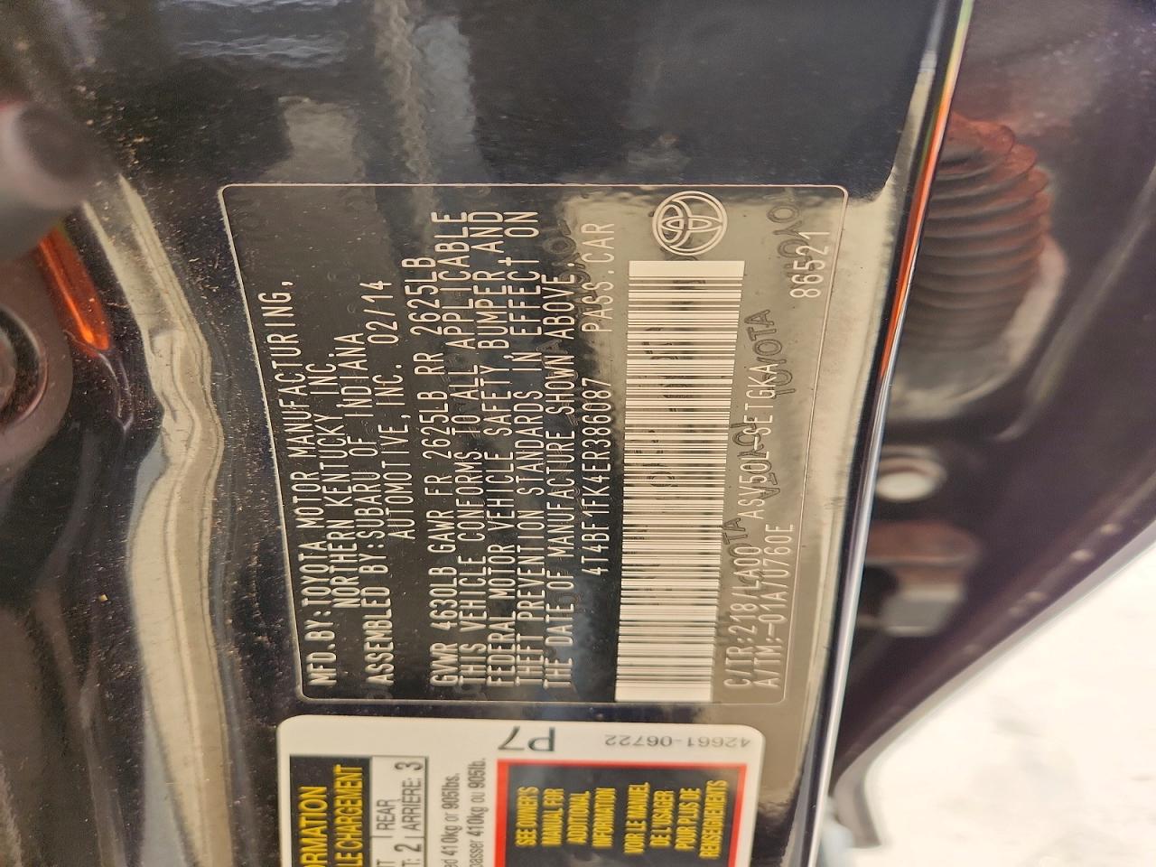 2014 TOYOTA CAMRY L photo 23